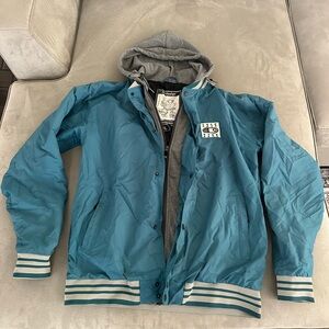 Teal Hooded snowboard Jacket